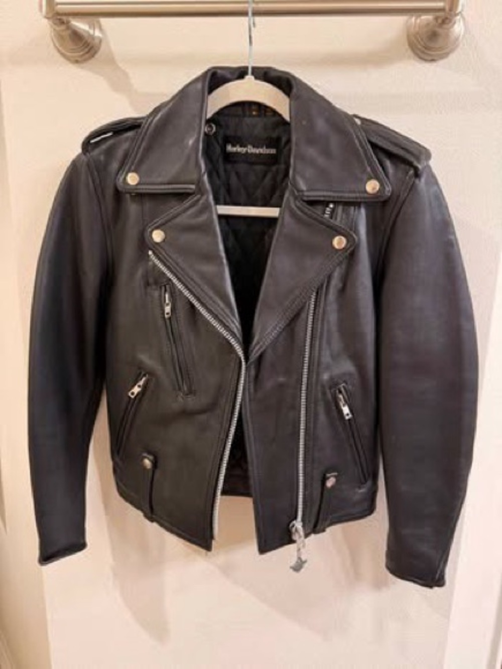 Harley-Davidson Black Leather Asymmetric Moto Jacket